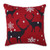 18" Red and Black Reindeer In Snow Christmas Square Throw Pillow - IMAGE 1