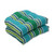 Set of 2 Blue and Green Striped UV Resistant Outdoor Patio Tufted Wicker Seat Cushions 19" - IMAGE 1