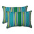 Set of 2 Striped Outdoor Patio Rectangular Throw Pillows - 24.5" - Blue and Green - IMAGE 1