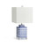 Small Geometric Fretwork Square Table Lamp - 17" - Navy Blue and White - IMAGE 1