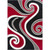 5' x 7' Red and Black Abstract Swirl Rectangular Area Throw Rug - IMAGE 1