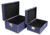 Natural Linen Storage Boxes with Studded Frame - 17.75" - Blue - Set of 2 - IMAGE 1