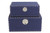 Natural Linen Storage Boxes with Studded Frame - 17.75" - Blue - Set of 2 - IMAGE 3