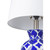 21" Blue Glazed Geometric Table Lamp with White Drum Shade - IMAGE 6