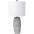 24" Gray Glazed Ceramic Table Lamp with White Drum Shade - IMAGE 1