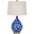 25" Blue and White Glass Table Lamp with Beige Drum Shade - IMAGE 1