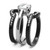 3-Piece Women's Two Tone Black Ion Plated Stainless Steel Wedding Ring Set with CZ, Size 8 - IMAGE 4