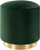 18" Green and Gold Round Velvet Foot Stool Ottoman - IMAGE 1