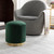18" Green and Gold Round Velvet Foot Stool Ottoman - IMAGE 2