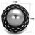 Women's Black IP Stainless Steel Ring with Gray Synthetic Pearl and Round Clear Stones - Size 8 - IMAGE 2