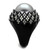 Women's Black IP Stainless Steel Ring with Gray Synthetic Pearl and Round Clear Stones - Size 8 - IMAGE 4
