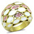 Women's High Polished Stainless Steel Unique Ring with Top Grade Crystal in Light Rose - Size 5 - IMAGE 1