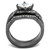 Women's Stainless Steel Wedding Ring with Square Clear Cubic Zirconia - Size 9 - IMAGE 3