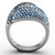 Women's Stainless Steel Ring with Round Blue Top Grade Crystals - Size 10 - IMAGE 3