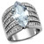 Women's High Polished Stainless Steel Unique Ring with 18.9mm AAA Grade Cubic Zirconia - Size 10 - IMAGE 1