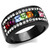 Women's Black Ion Plate High Polished Stainless Steel Engagement Ring with Top Grade Crystal- Size 5 - IMAGE 1