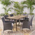 7 Piece Brown and Gray Wood and Wicker Patio Dining Set with Silver Cushions 24" - IMAGE 2