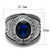 Stainless Steel Men's Ring with Sapphire Synthetic Glass Stone - Size 14 - IMAGE 2