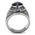 Stainless Steel Men's Ring with Sapphire Synthetic Glass Stone - Size 14 - IMAGE 4