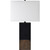 30" Rectangular Wood Table Lamp with Off White Modified Drum Shade - IMAGE 1