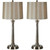 Set of 2 Glossy Glass Table Lamps with Champagne Drum Shades 30" - IMAGE 1