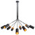 59" Black and Gold 9-Light Cylindrical Ceiling Light Fixture - IMAGE 1