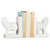 Set of 2 White Unique Animalistic Elephant Book Ends, 8" - IMAGE 1