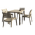 5-Piece Taupe Brown Stackable Square Outdoor Patio Dining Set 33" - IMAGE 1