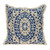 18" Beige and Blue Embroidered Ethnic Design Throw Pillow - IMAGE 1
