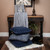 Blue and Beige Transitional Woven Handloom Throw Blanket 52” x 67”