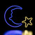 LED Moon and Star Neon Lighted Wall Art - 15" - IMAGE 1