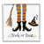 Whimsical Striped Witch Socks ‘Trick or Treat’ White Framed Texturized Art, 24" x 24" - IMAGE 1