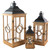 Set of 3 Natural Wood Candle Lanterns with Black Metal Tops 26.5" - IMAGE 5