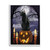 Full Moon Halloween Night Black Cat Jack-O-Lantern White Framed Texturized Art, 11" x 14" - IMAGE 1