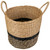 Woven Table and Floor Cylindrical Seagrass Baskets - Black and Beige - Set of 3 - IMAGE 4