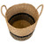 Woven Table and Floor Cylindrical Seagrass Baskets - Black and Beige - Set of 3 - IMAGE 5