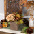 Floral and Pumpkin Wooden Box Fall Harvest Decoration - 10" x 8" - Orange and Brown - IMAGE 2