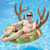 48" Camouflage Inflatable Inner Tube Ring Float with Antlers - IMAGE 3