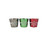 Set of 3 Red, Green and Silver Glitter Snowflake Decorative Christmas Tin Pots 5" - IMAGE 1