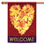 Heart-Shaped Autumn Leaves "Welcome" Fall Harvest Outdoor Flag - 40" x 28" - IMAGE 1