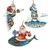 Set of 3 Santa Claus Animals Travel Ride Wooden Christmas Ornaments 5.5" - IMAGE 1