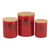 Sugar Coffee Tea Kitchen Storage Canisters - 5.5" - Red and Brown - Set of 3 - IMAGE 1