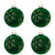 Velvet Glass Christmas Ball Ornaments with Gold Snowflakes - 3" (75mm) - Green - 4ct - IMAGE 2