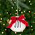 Embroidered Joy with Bow Wooden Disc Christmas Ornament - 4.5" - Red and White - IMAGE 1