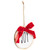 Embroidered Joy with Bow Wooden Disc Christmas Ornament - 4.5" - Red and White - IMAGE 3