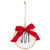 Embroidered Joy with Bow Wooden Disc Christmas Ornament - 4.5" - Red and White - IMAGE 5