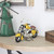 14" Yellow and Silver Motorcycle Tabletop Decoration