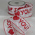 White and Red "I Love You" Wired Craft Ribbon 2.5" x 20 Yards - IMAGE 1