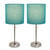 Stick Table Lamps with Round Shades - 19.5" - Teal and Silver - Set of 2 - IMAGE 3