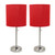 Stick Table Lamps with Round Shades - 19.5" - Silver and Red - Set of 2 - IMAGE 1